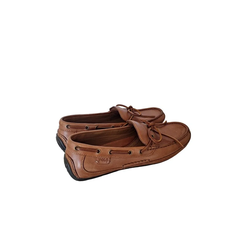 Polo Ralph Lauren Roberts Tan Leather Driving Loafers Mens 8D Brown Moccasins